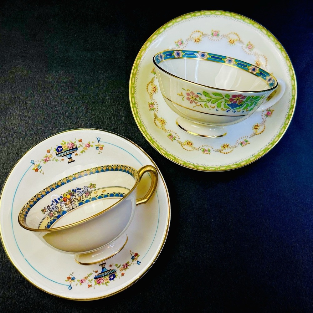 Mismatched Tea Cups & Saucers Set Of 2‎ Vintage China